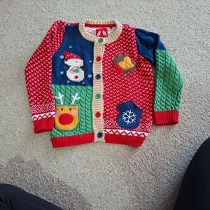 Festive Kids Sweater with Holiday Motifs